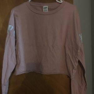 VS pink cropped long sleeve